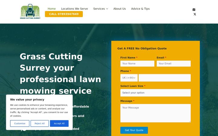 Screenshot of grasscuttingsurrey.co.uk