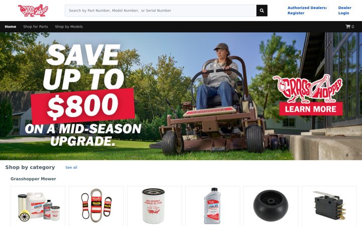 Screenshot of grasshopperparts.com