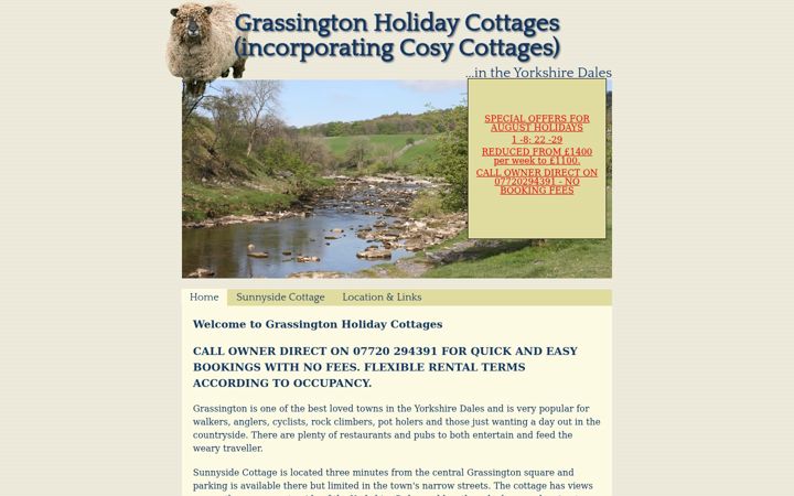 Screenshot of grassingtoncottages.com