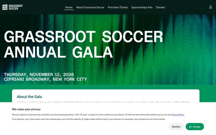 Screenshot of grassrootsoccergala.com