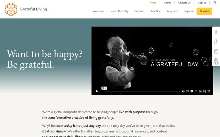 Screenshot of gratefulness.org