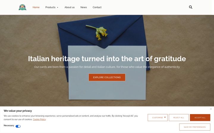 Screenshot of gratiacards.com