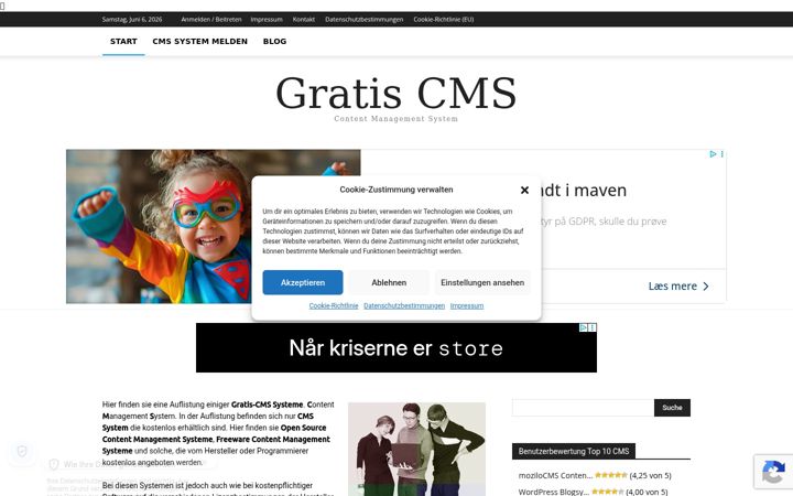 Screenshot of gratis-cms.com