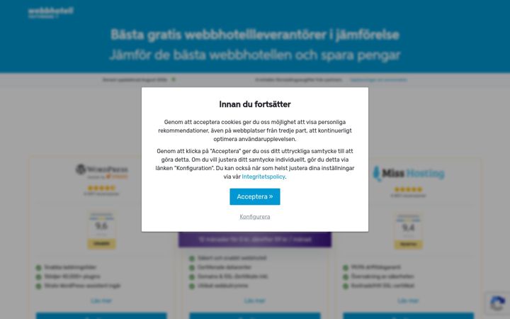 Screenshot of gratis-webbhotell-testvinnare.se