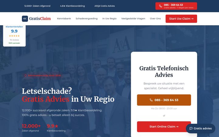 Screenshot of gratisclaim.nl