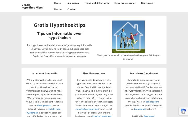 Screenshot of gratishypotheektips.nl