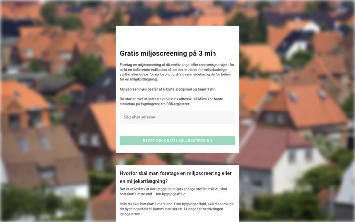 Screenshot of gratismiljoescreening.dk