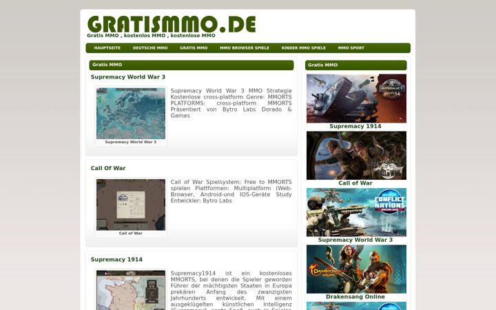 Screenshot of gratismmo.de