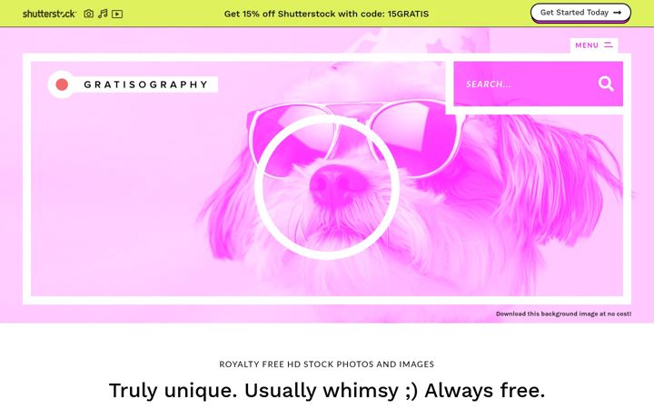 Skärmbild av gratisography.com