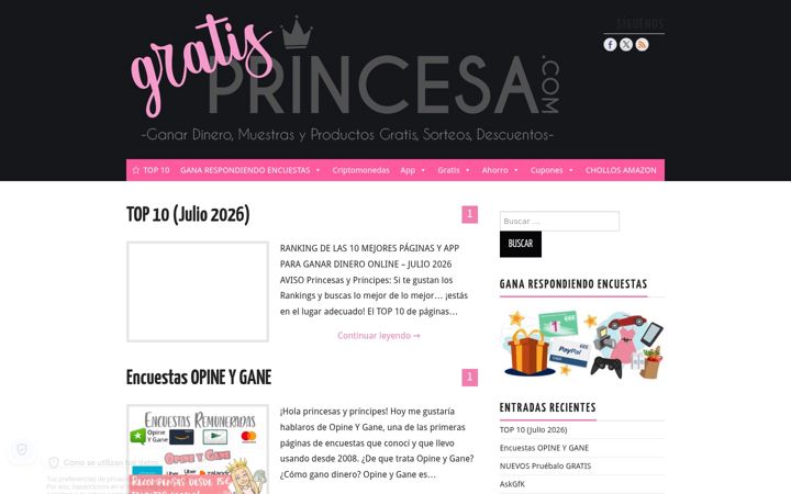 Screenshot of gratisprincesa.com