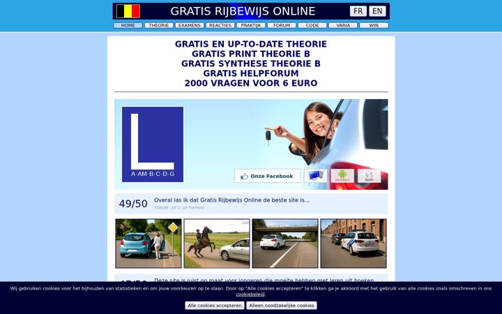 Snímek obrazovky gratisrijbewijsonline.be