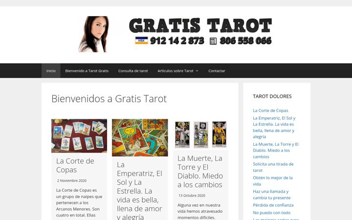 Screenshot of gratistarot.org