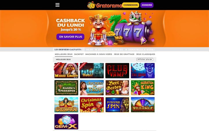 Képernyőkép: gratoramacasino.org