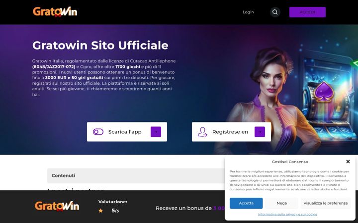 Screenshot of gratowinonline.com