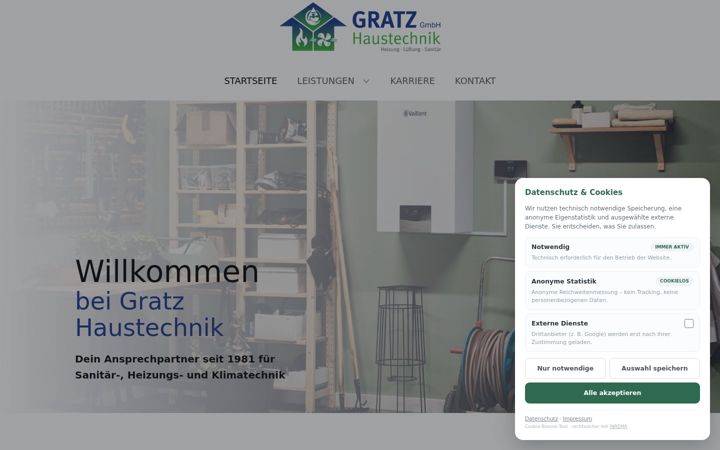 Screenshot of gratz-haustechnik.de