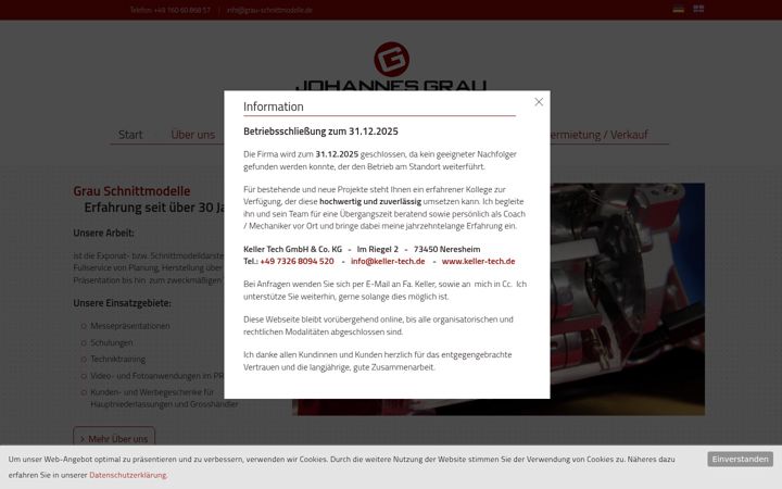 Screenshot of grau-schnittmodelle.de
