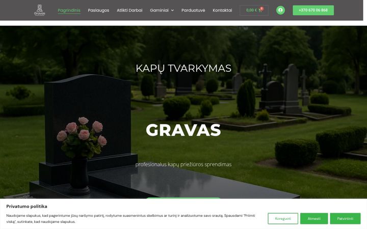 Skærmbillede af gravas.lt