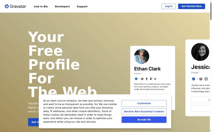 Екранна снимка на gravatar.com
