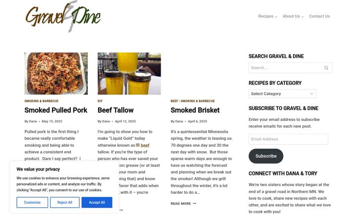Screenshot of gravelanddine.com