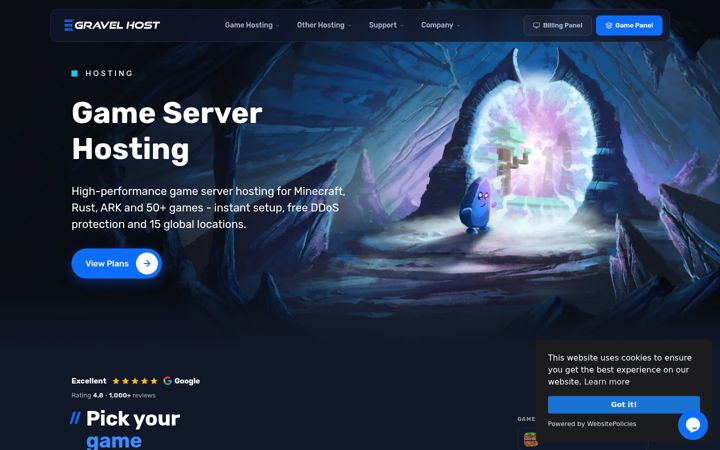Screenshot of gravelhost.com