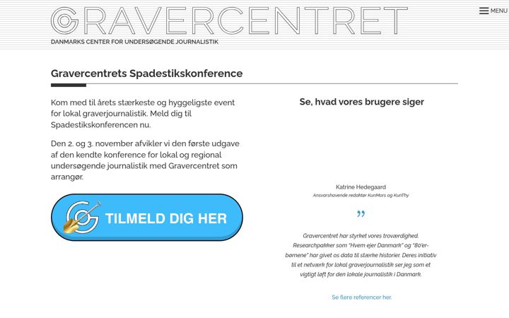 Screenshot of gravercentret.dk