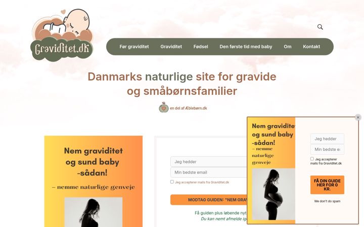 Screenshot of graviditet.dk