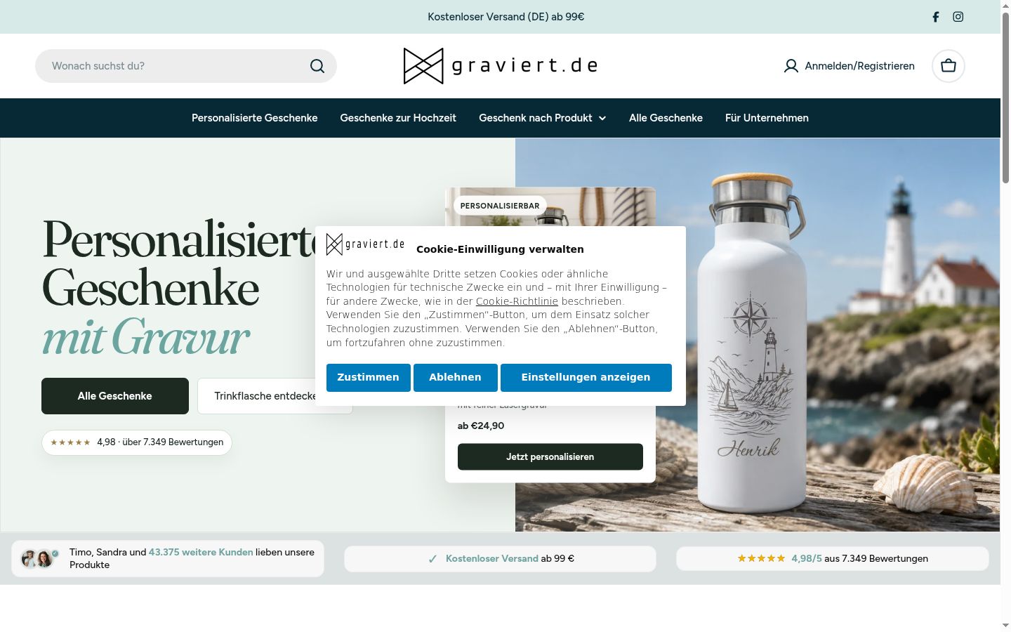 Screenshot del banner di consenso mostrato prima di qualsiasi interazione
