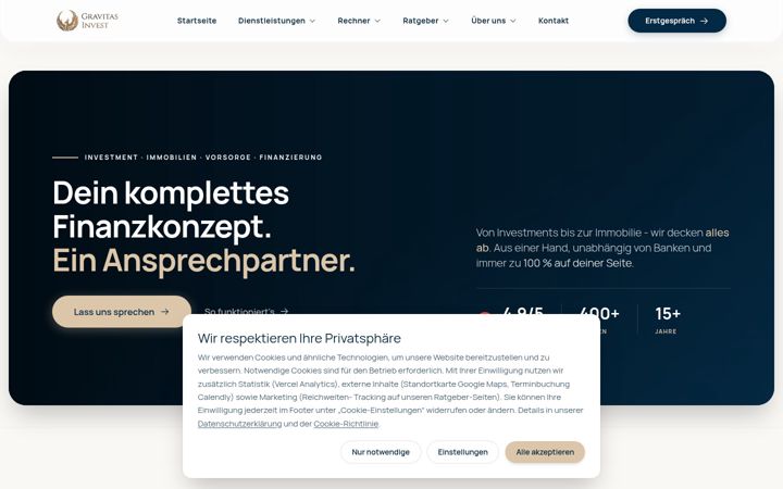 Screenshot of gravitas-invest.de