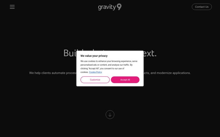 Screenshot of gravity9.com