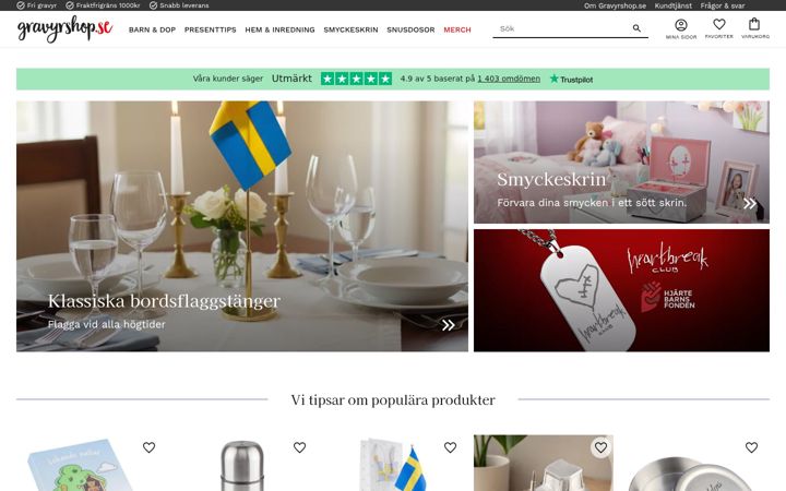 Screenshot of gravyrshop.se