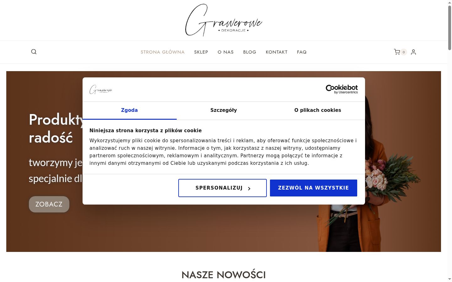 Posnetek zaslona pasice za privolitev, prikazane pred kakršno koli interakcijo
