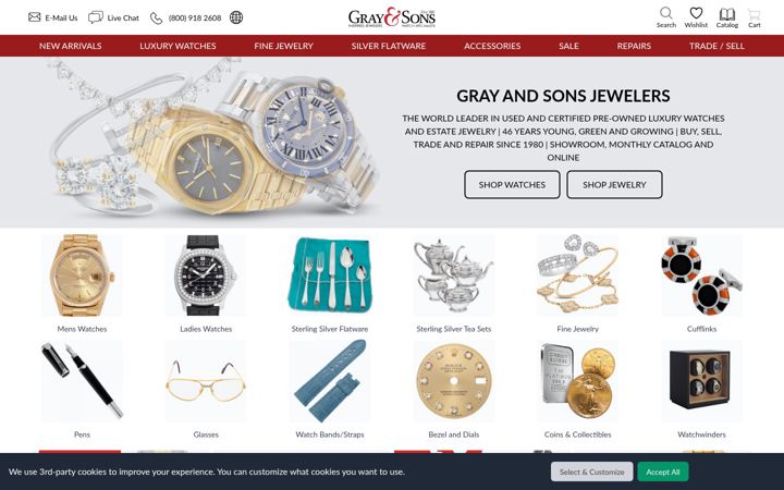 Screenshot of grayandsons.com