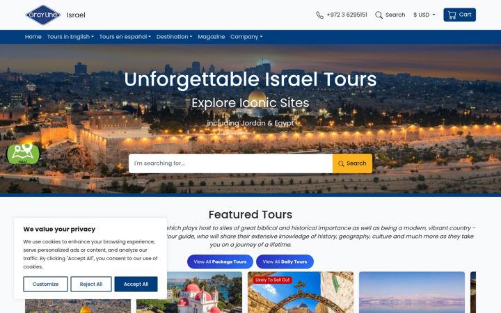 Screenshot of grayline-israel.com