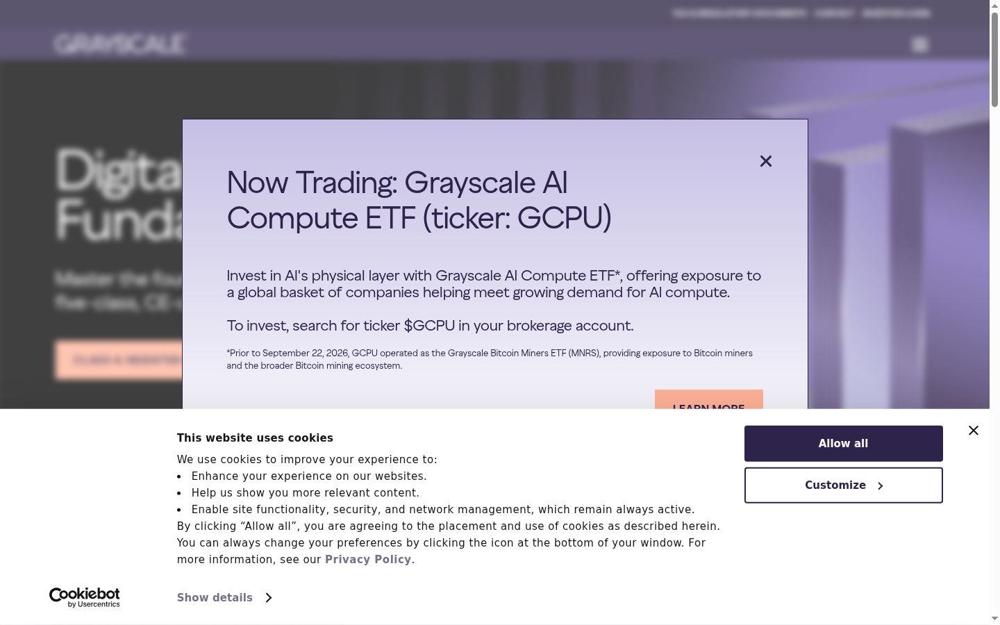 Screenshot del banner di consenso mostrato prima di qualsiasi interazione