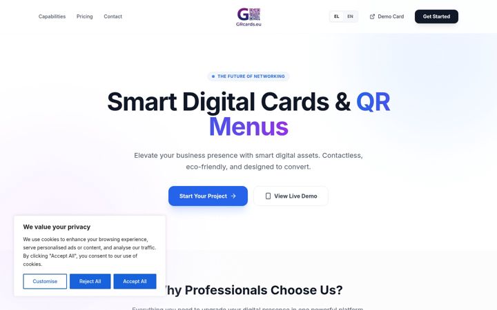 Screenshot of grcards.eu