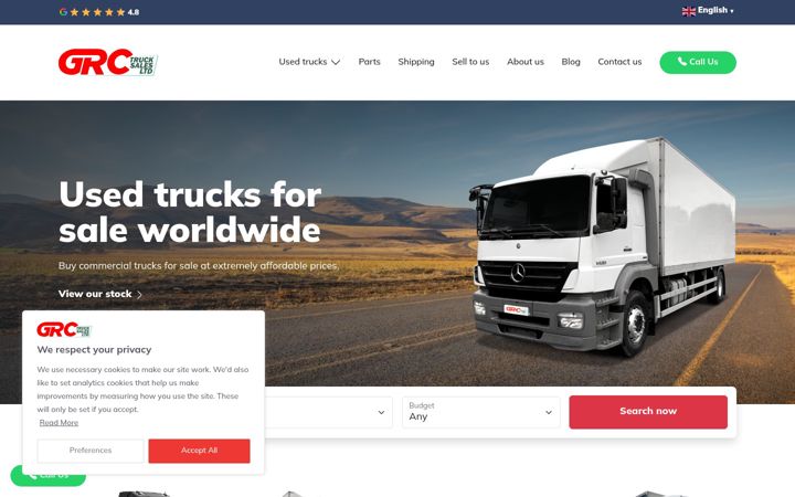 Screenshot of grctrucks.com