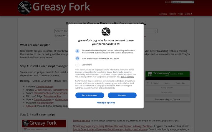 Képernyőkép: greasyfork.org