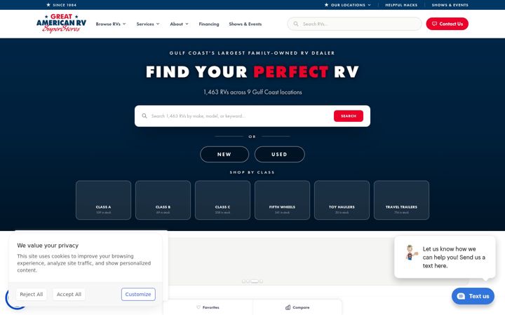 Screenshot of greatamericanrv.com