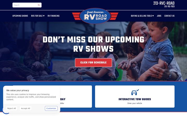 Screenshot of greatamericanrvroadshow.com