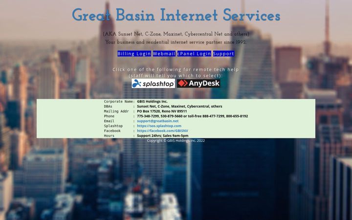 Screenshot of greatbasin.net