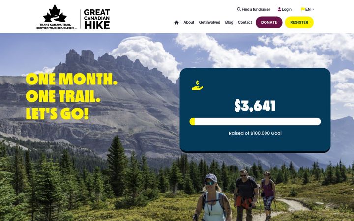 Screenshot of greatcanadianhike.ca