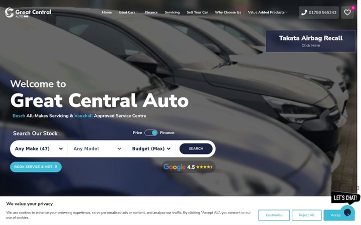 Screenshot of greatcentralauto.co.uk