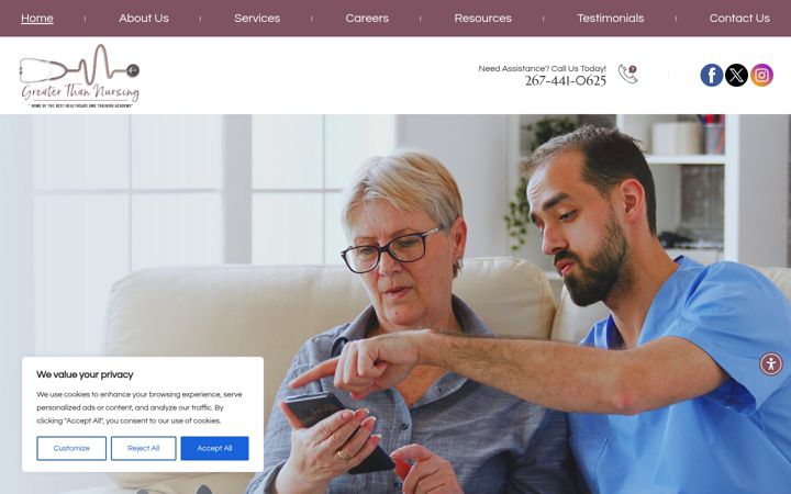 Screenshot of greaterthannursing.com
