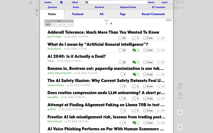 Screenshot of greaterwrong.com