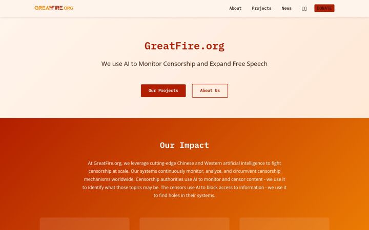 Snímek obrazovky greatfire.org