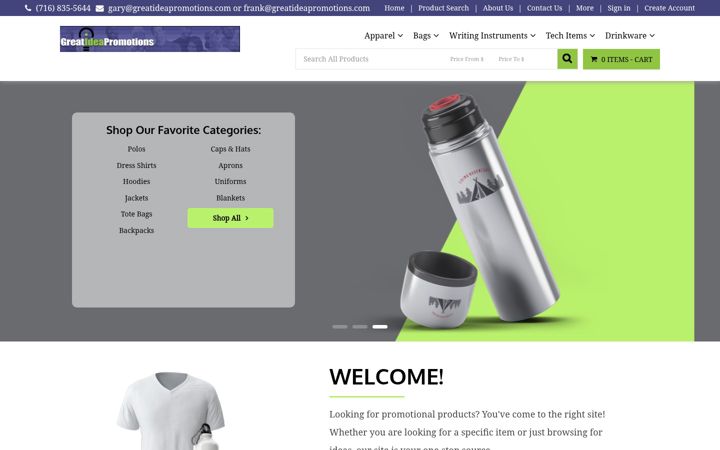 Screenshot of greatideapromotions.com