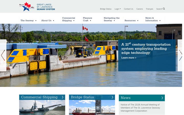 Screenshot of greatlakes-seaway.com