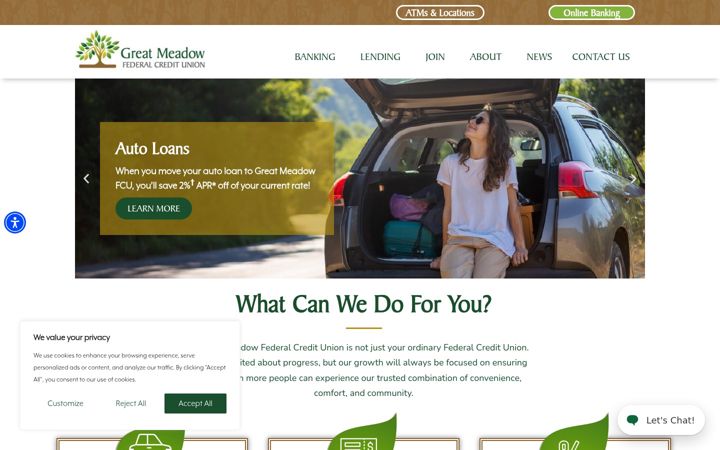 Screenshot of greatmeadowfcu.org