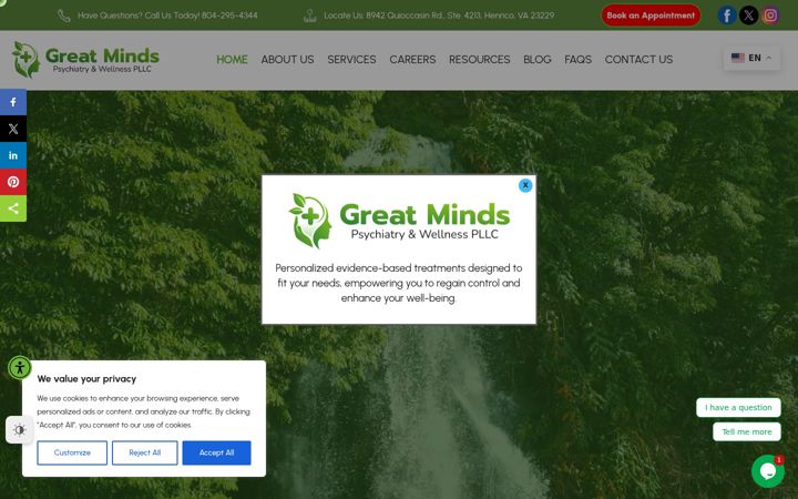 Screenshot of greatmindswellness.com