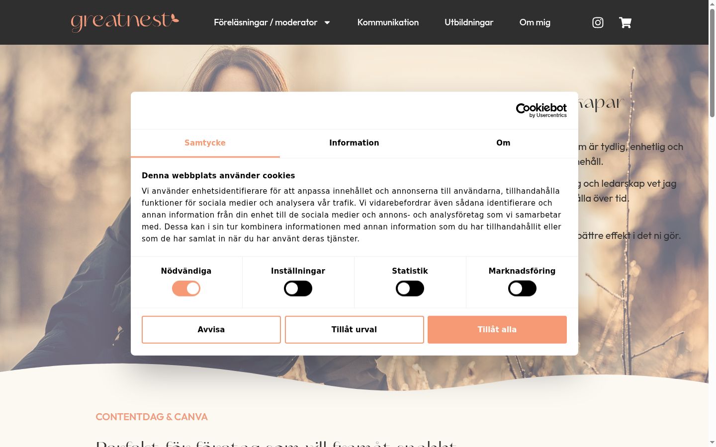 Screenshot tal-banner tal-kunsens muri qabel kwalunkwe interazzjoni